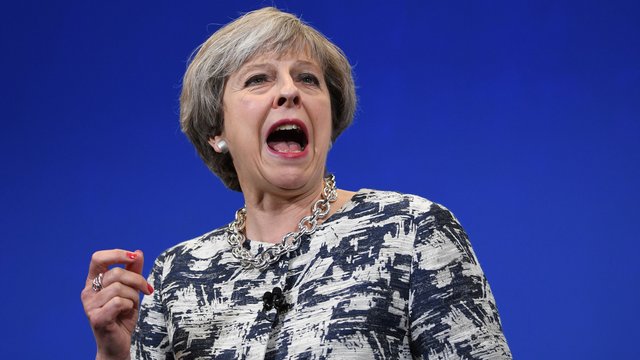 Theresa May shouting